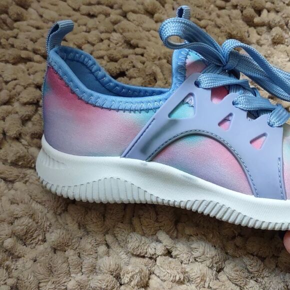 New Zone Pro girls size 11 pink blue purple rainbow sneakers stretch fabric shoe - Picture 8 of 8